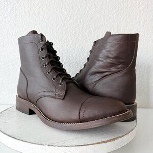 NEW Lane Mens Brown Ankle Boots Size 9.5 Lace-up Casual Genuine Leather Sole